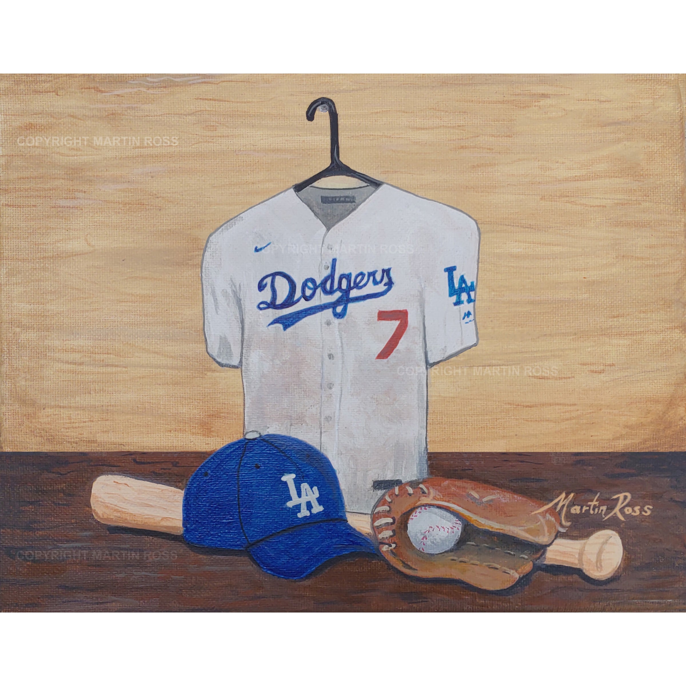 Dodgers Practice  Fine Art by Martin Ross